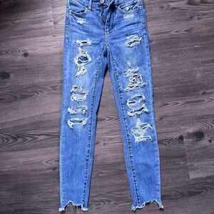 American Eagle Outfitters Ripped Blue Skinny Jeans